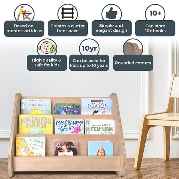 WonderVed Montessori Book Shelf for Kids Room